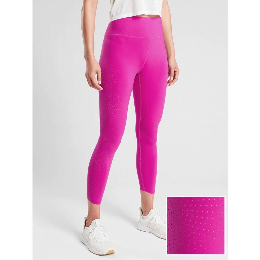 Athleta Velocity Laser Cut Capri, FUCHSIA PINK SIZE Xs